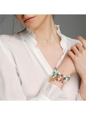 Stackable Bead Bracelets Ladies Stretch Multilayer Bracelet Set - Multicolor